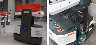 Førerløst transportsystem (DTS) med drylin® ZLW-tandremsakser på løfteplatformen