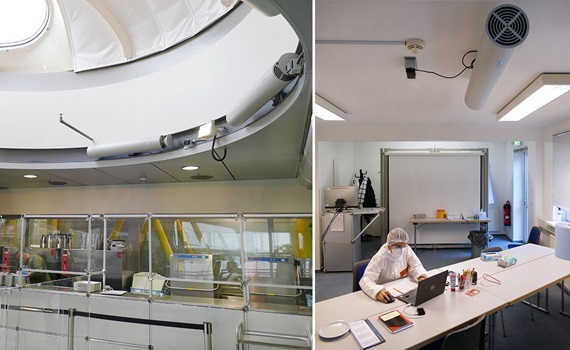 UV rumfiltre i kantine og center for hurtige tests