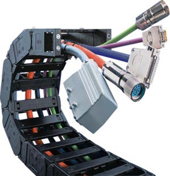 Pre-harnessed plastic cable carrier